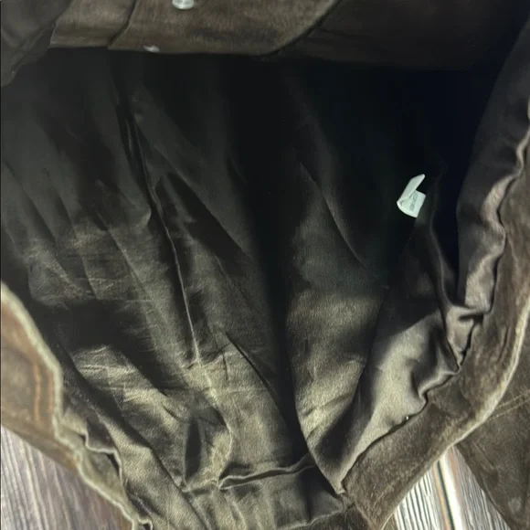 Brown Leather Jacket with Textured Fabric and Casual Style - Picture 10 of 12